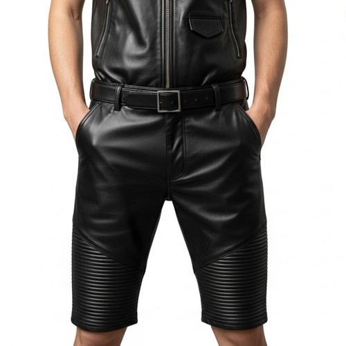 Real leather shorts men - shorts, biker